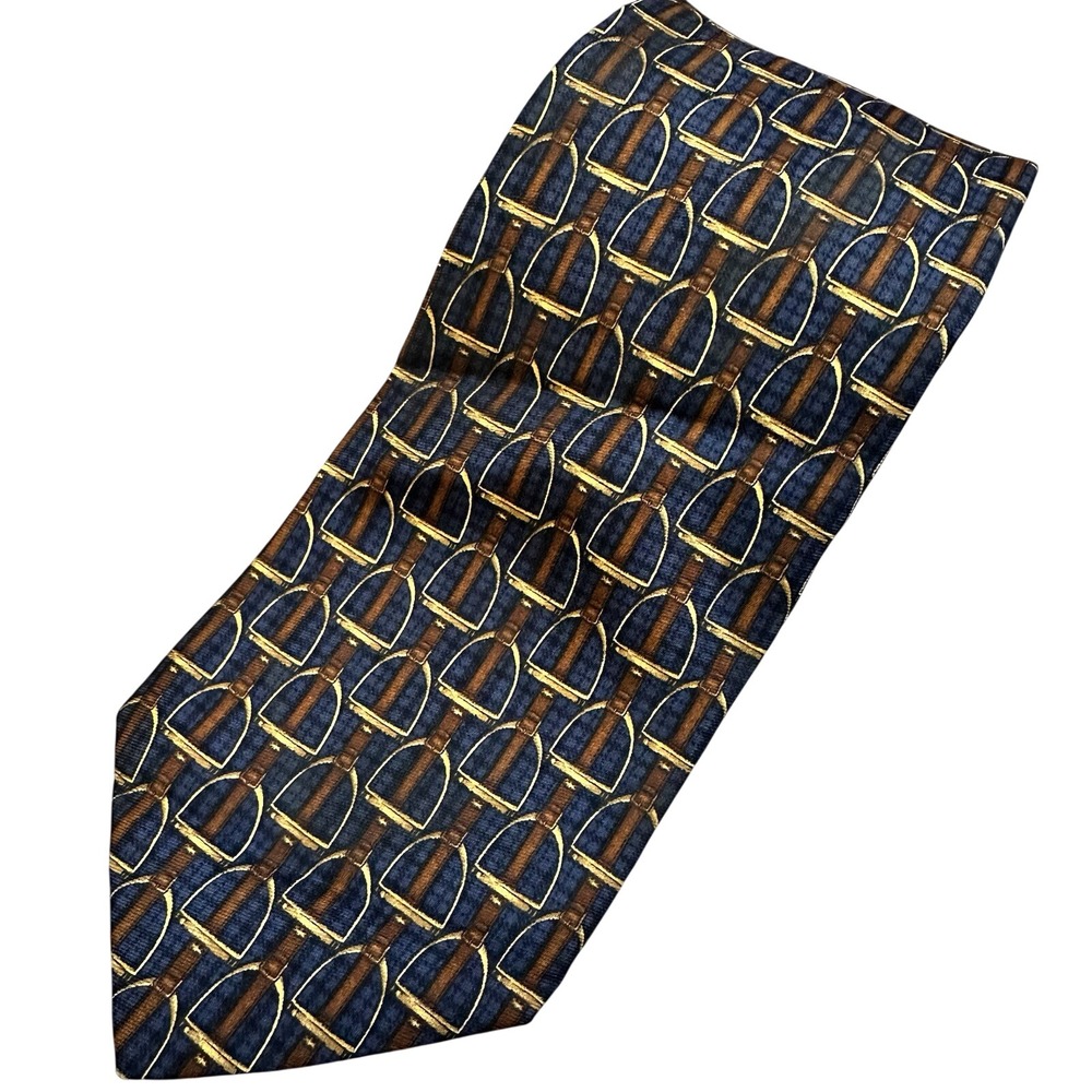 Brooks Brothers Makers‎ Navy Silk Equestrian Stirrup Pattern Tie Heritage USA